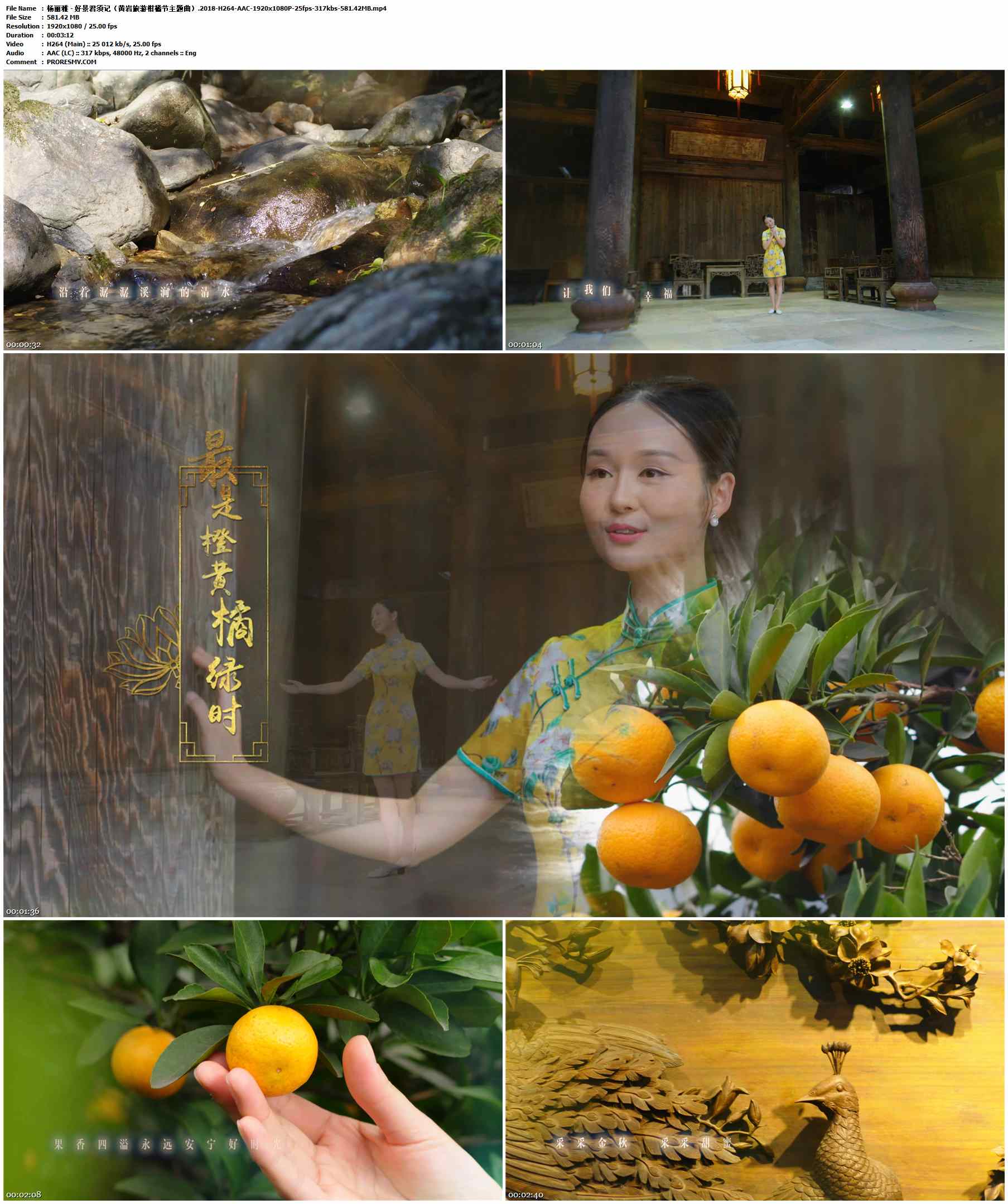 杨丽雅 - 好景君须记（黄岩旅游柑橘节主题曲）.2018-H264-AAC-1920x1080P-25fps-317kbs-581.42MB官方MV_高清MV